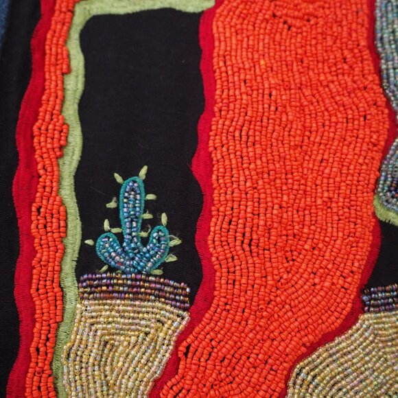 Vintage Ultimate Hand Beaded Chili Denim Jacket sz M - Picture 7 of 8